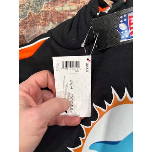 Miami Dolphins NFL Team Apparel Hoodie XXL Black & Orange Foco Mens Sweatshirt W - Picture 2 of 4